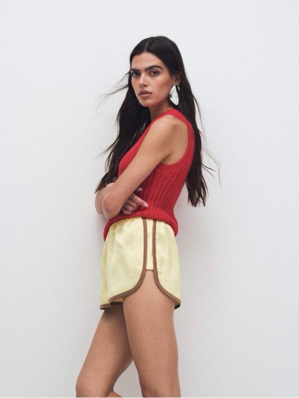 ASOS Yellow Shorts with Brown Trim